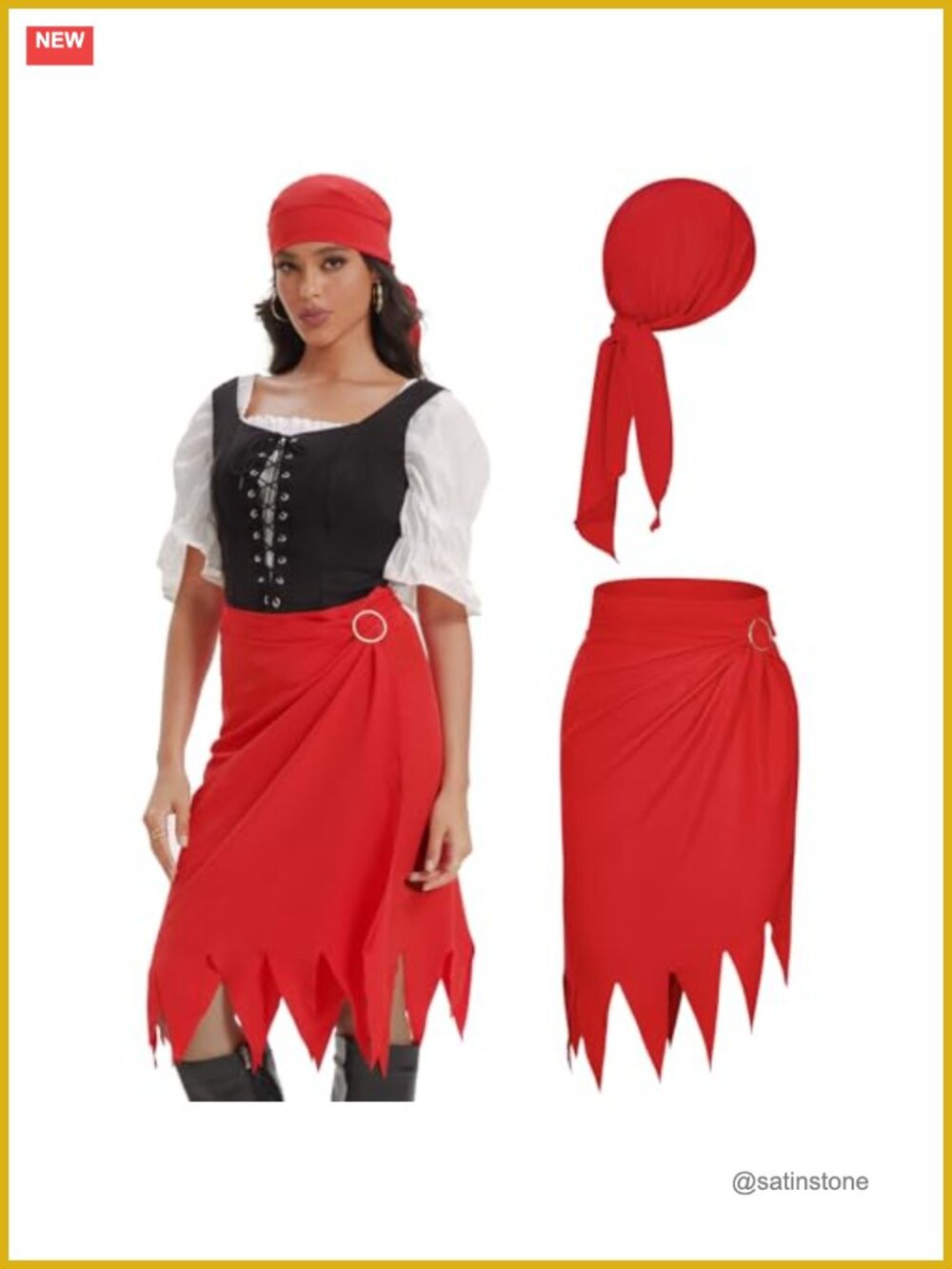 Pirate Skirt and Bandana Set Halloween Cosplay Costume